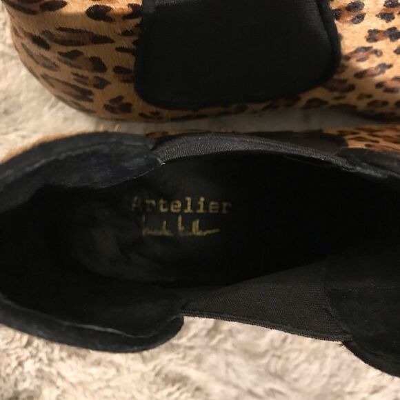 : : NICOLE MILER LIKE NEW Chelsea Cheetah/Leopard Print Ankle Boots Booties : : - Picture 4 of 9